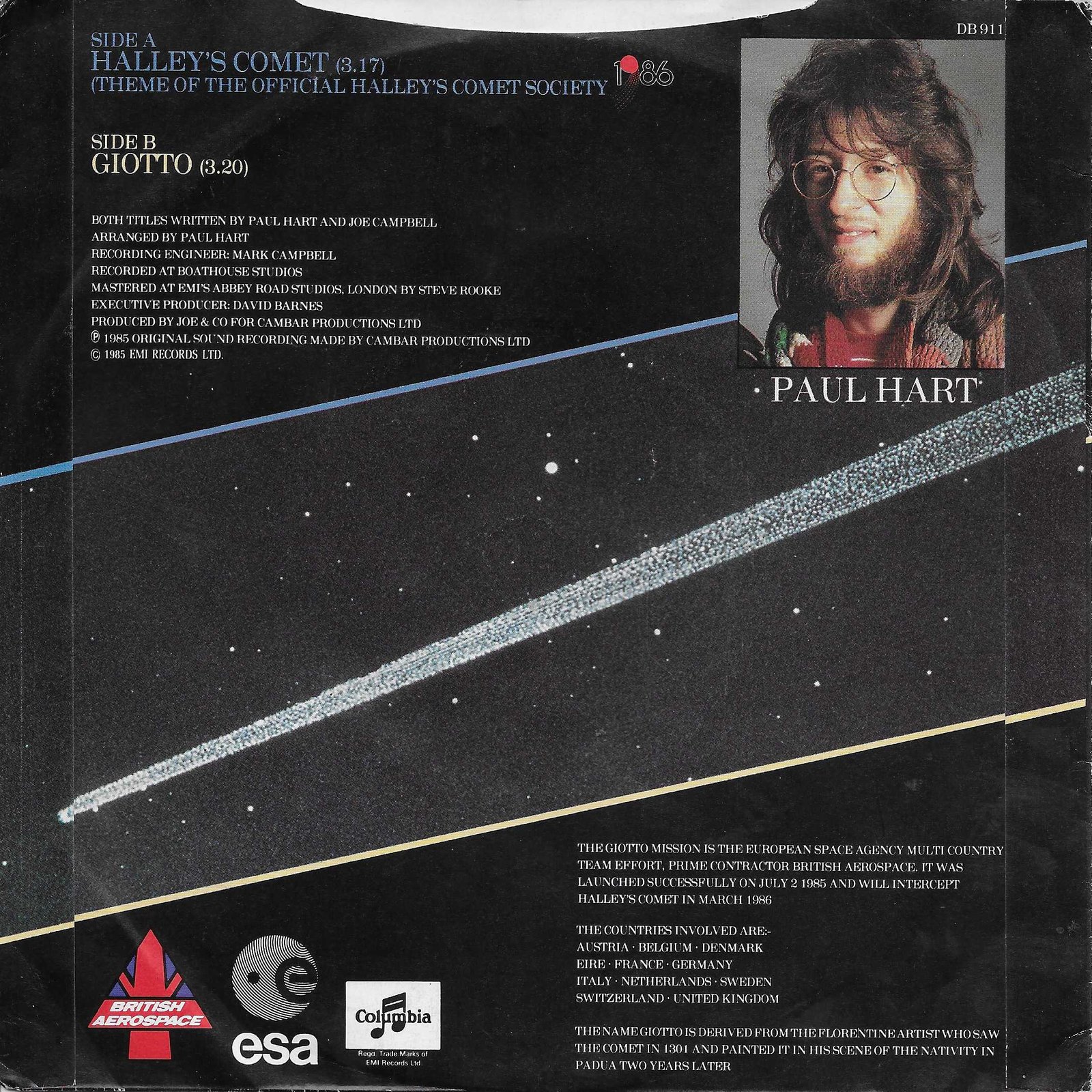 DB 9117 Halley's Comet Paul Hart / Joe Campbell from the BBC records and Tapes library Back cover of DB 9117